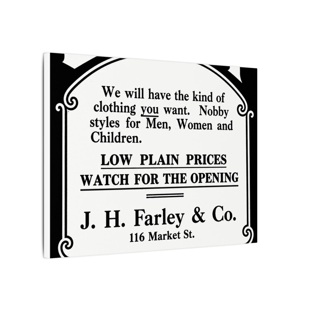J.H. Farley & Co. — Vintage NC Newspaper Ad Canvas Print