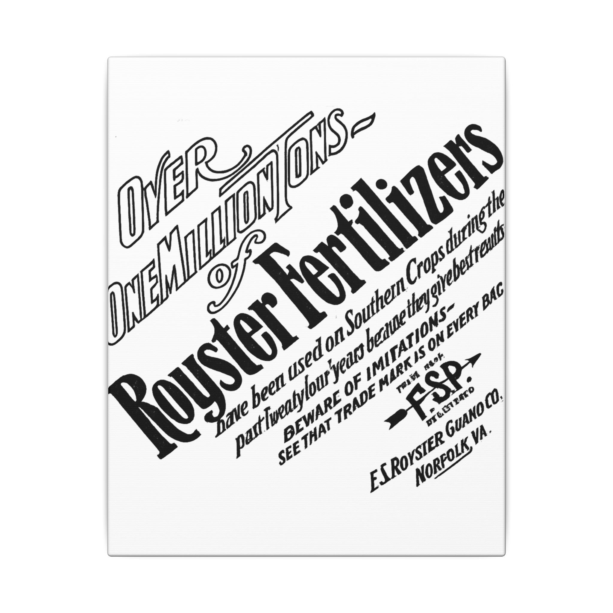F.S. Royster Fertilizer Co. — Vintage NC Newspaper Ad Canvas Print