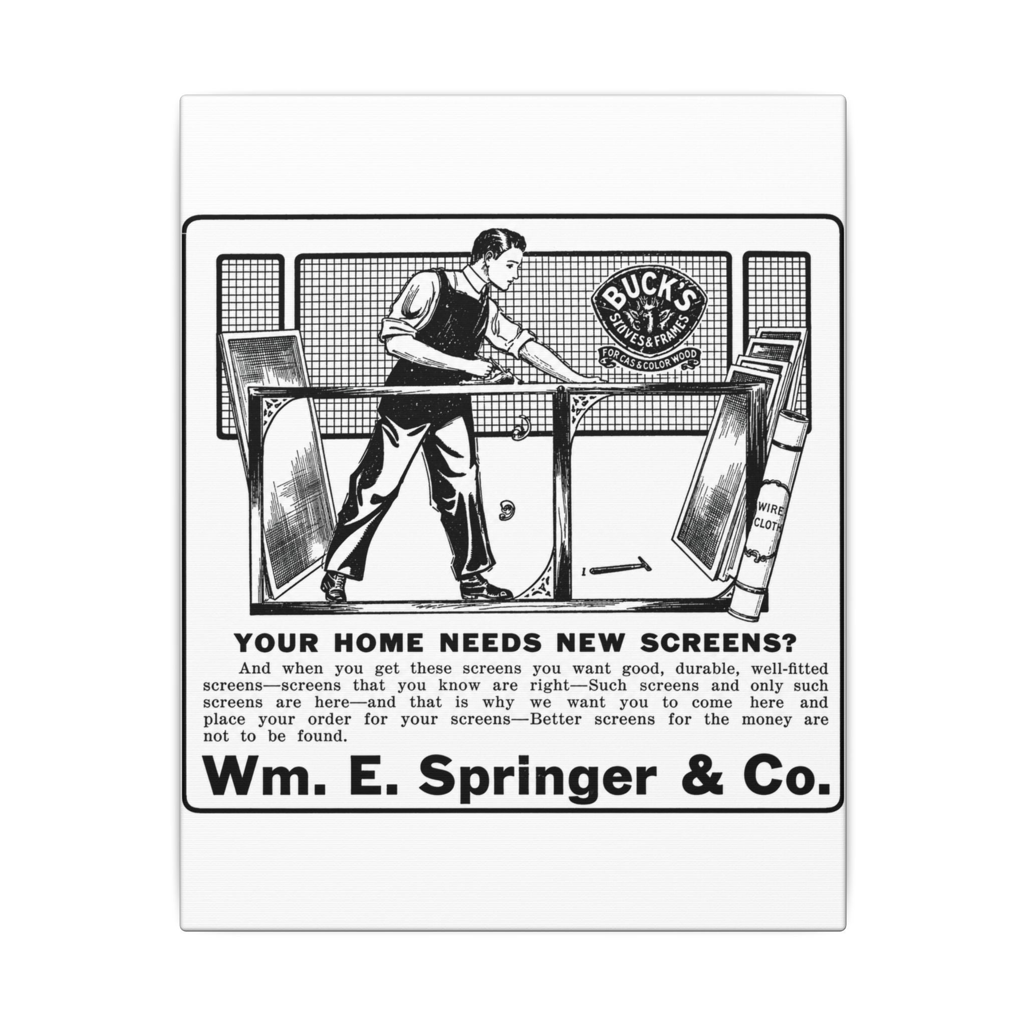 Wm. E. Springer & Co. — Vintage NC Newspaper Ad Canvas Print