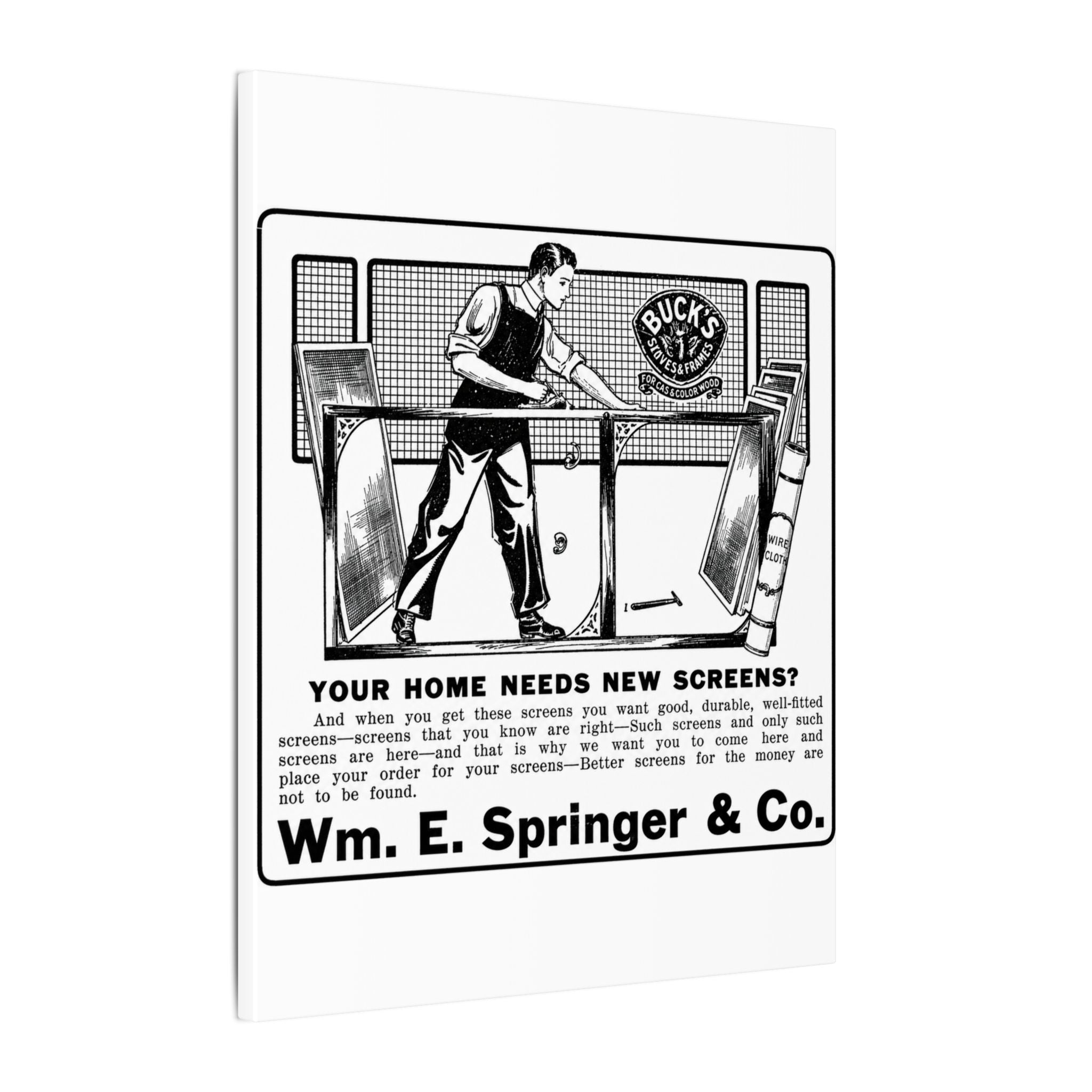 Wm. E. Springer & Co. — Vintage NC Newspaper Ad Canvas Print