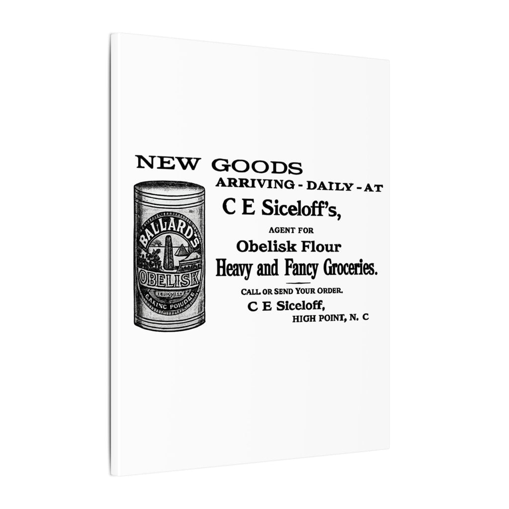 Obelisk Flour — Vintage NC Newspaper Ad Canvas Print