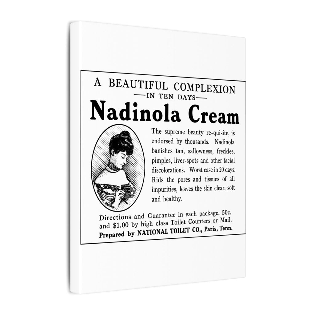 Nadinola Cream — Vintage NC Newspaper Ad Canvas Print