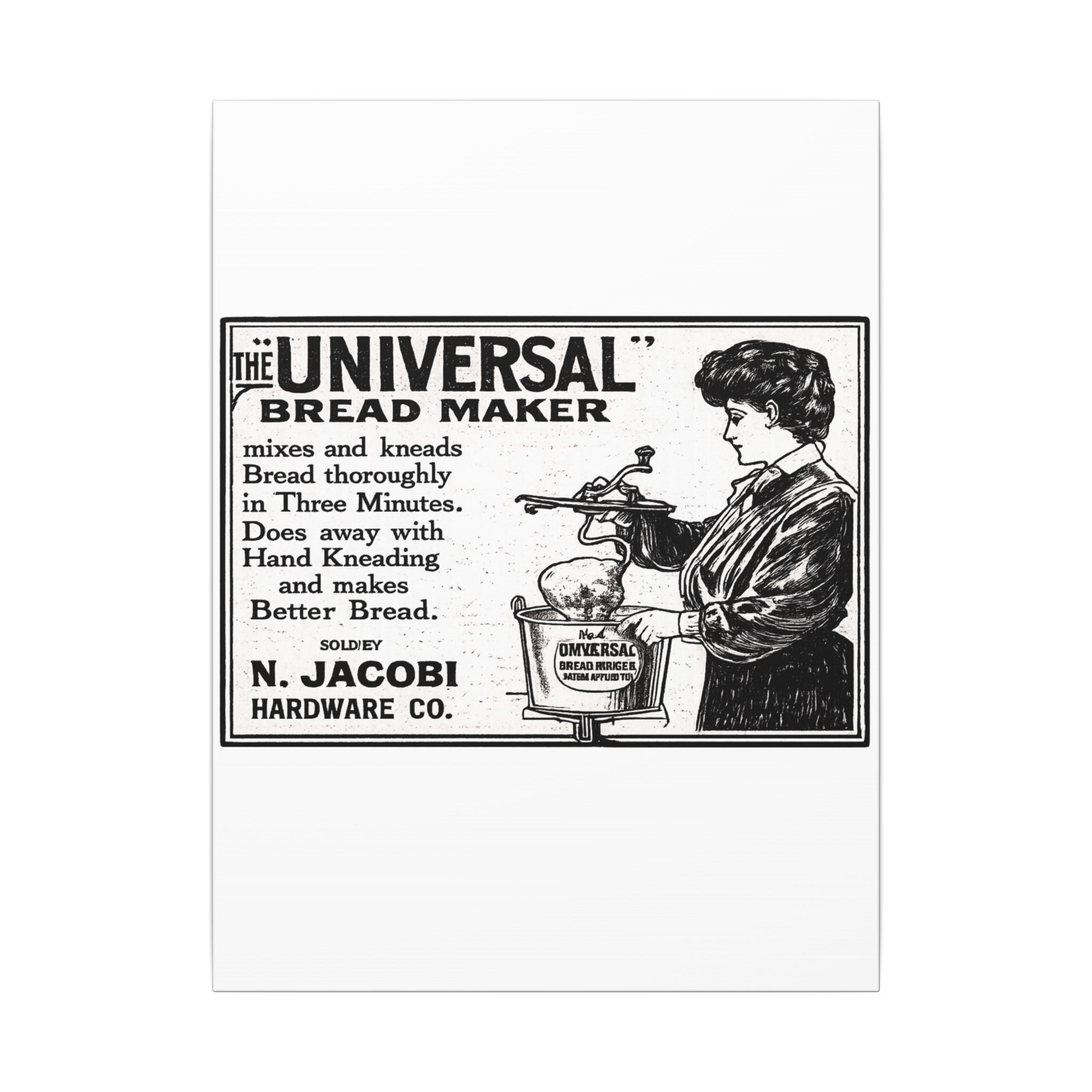 The Universal Bread Maker - Vintage NC Newspaper Ad Canvas Print
