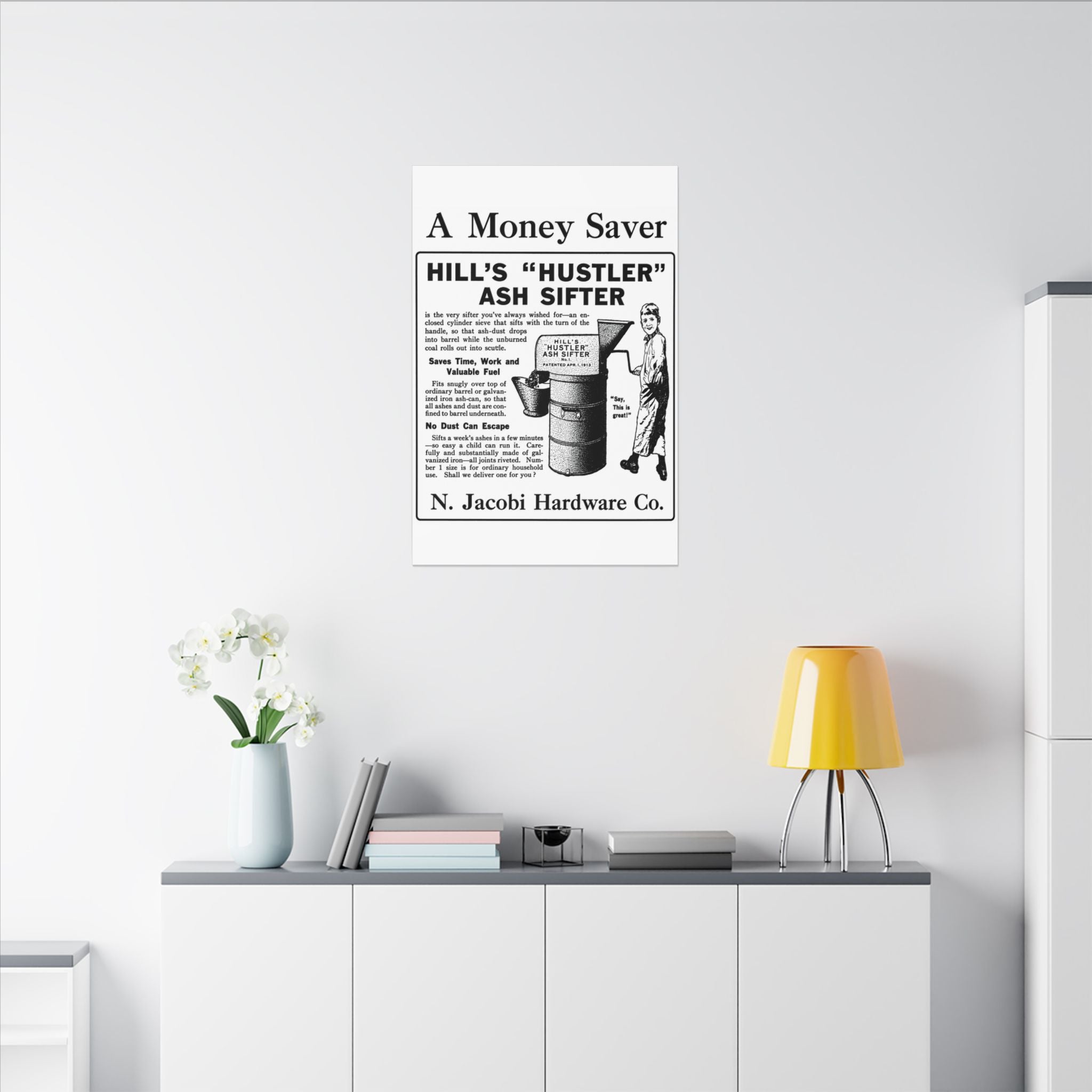 N. Jacobi Hardware - Hill's Ash Sifter — Vintage NC Newspaper Ad Canvas Print