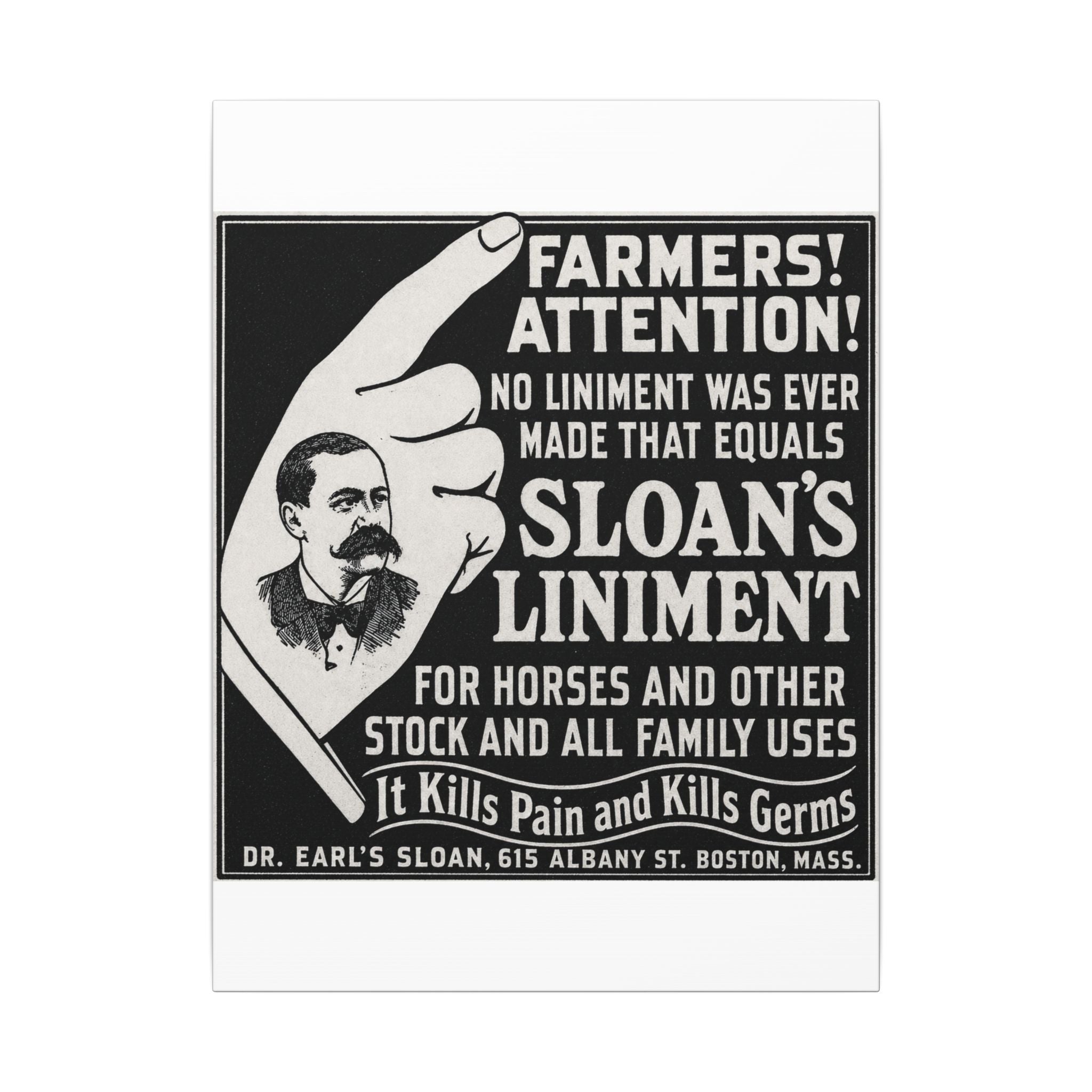 Dr. Sloan's Liniment — Vintage NC Newspaper Ad Canvas Print
