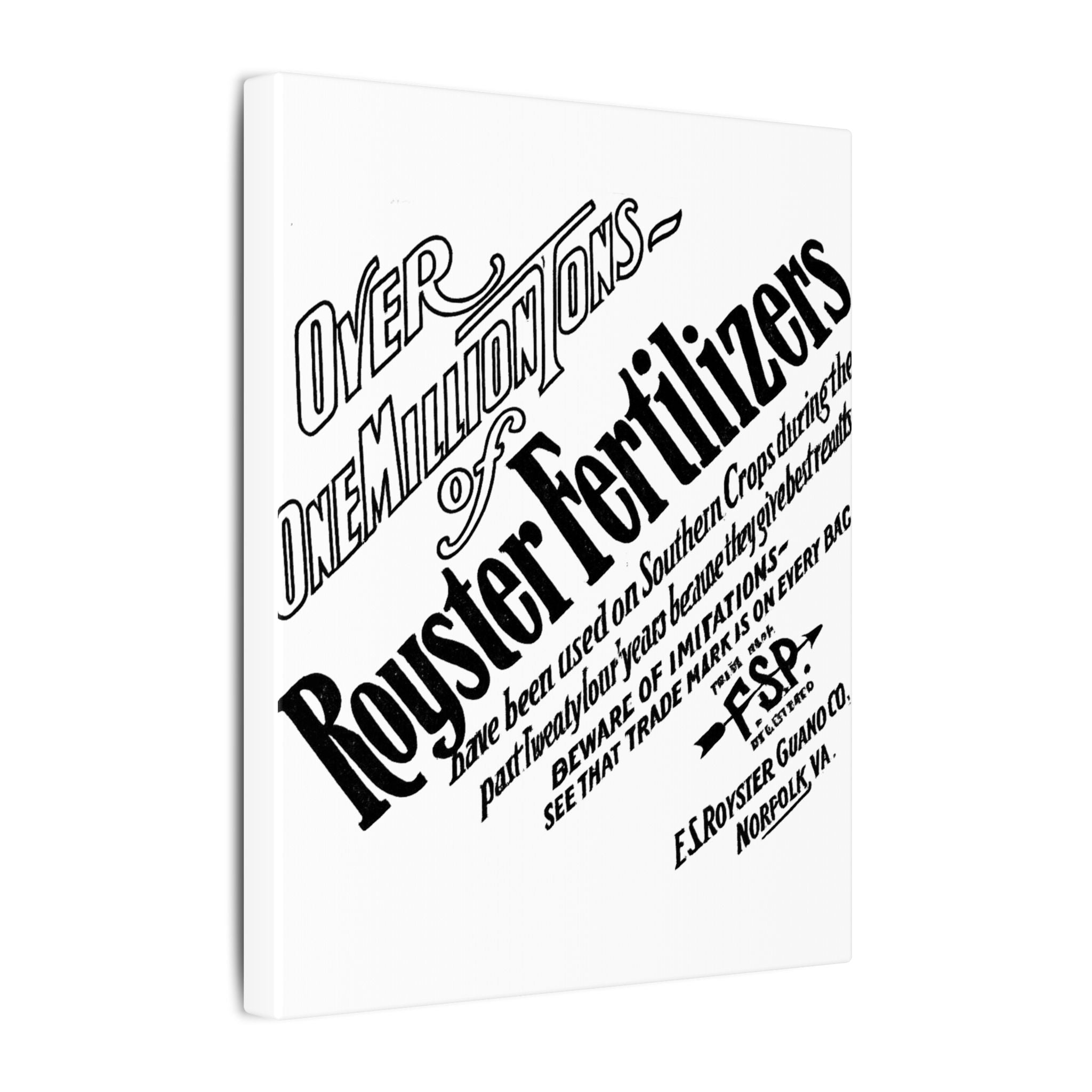 F.S. Royster Fertilizer Co. — Vintage NC Newspaper Ad Canvas Print