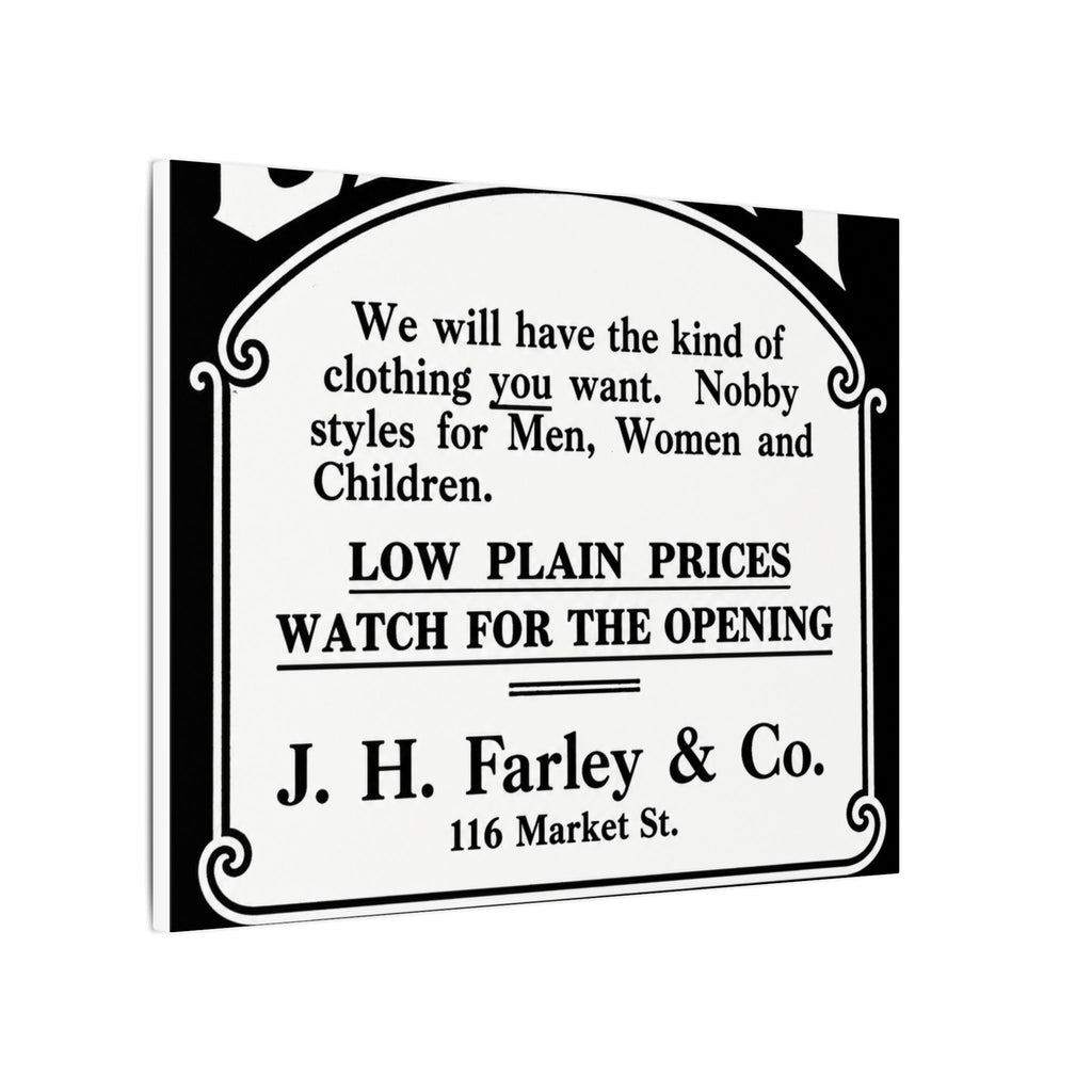 J.H. Farley & Co. — Vintage NC Newspaper Ad Canvas Print