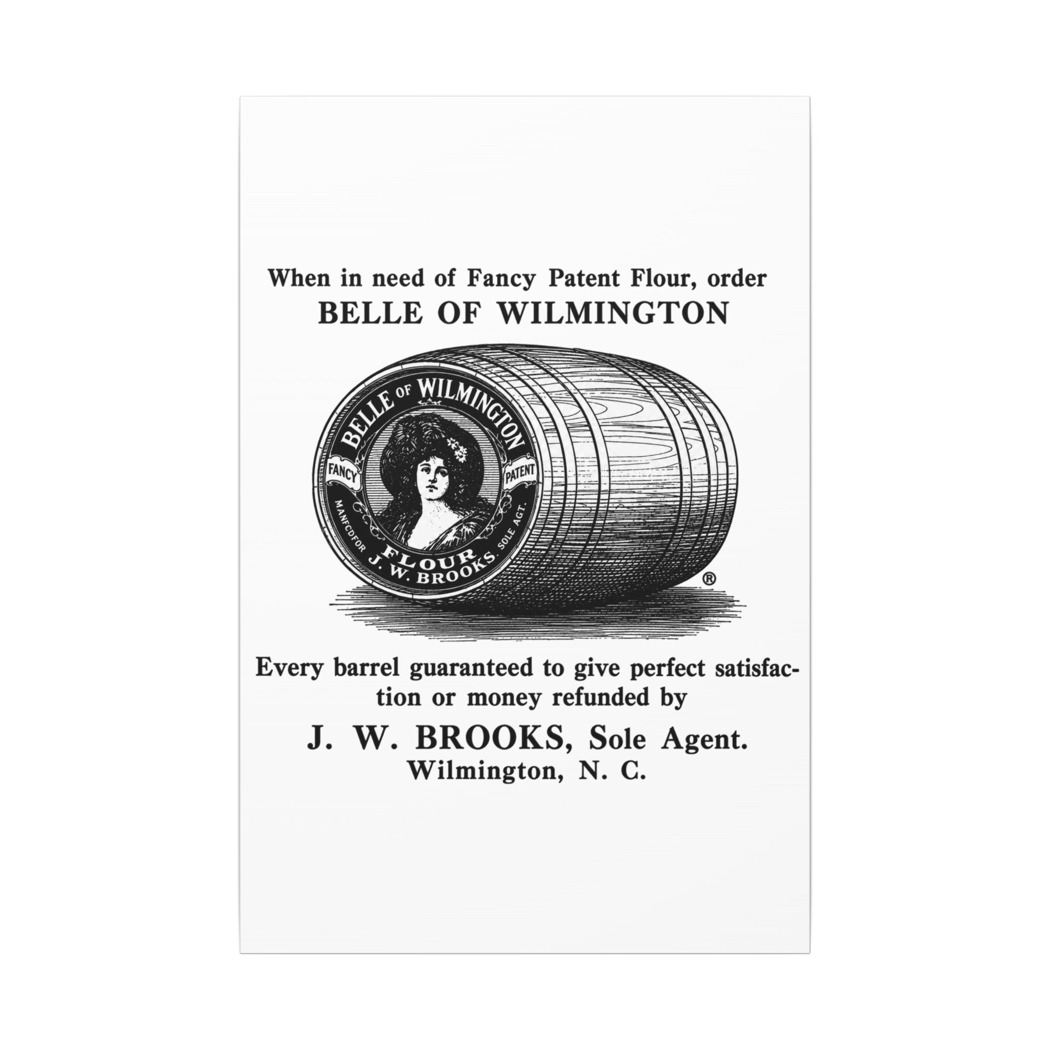 Belle of Wilmington Flour — Vintage NC Newspaper Ad Canvas Print