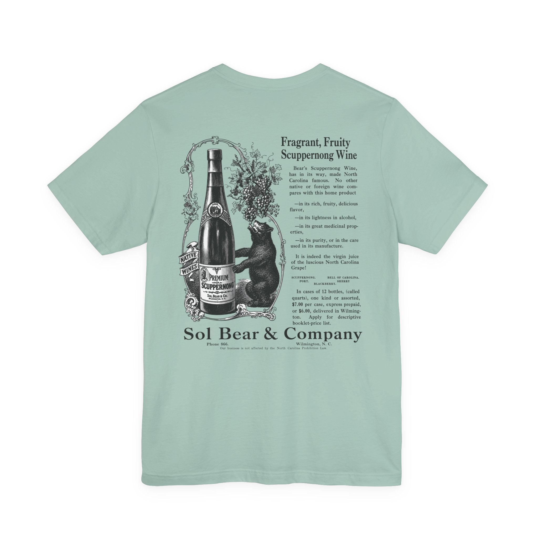 Sol Bear & Co. Scuppernong Wine — Vintage NC Newspaper Ad T-Shirt