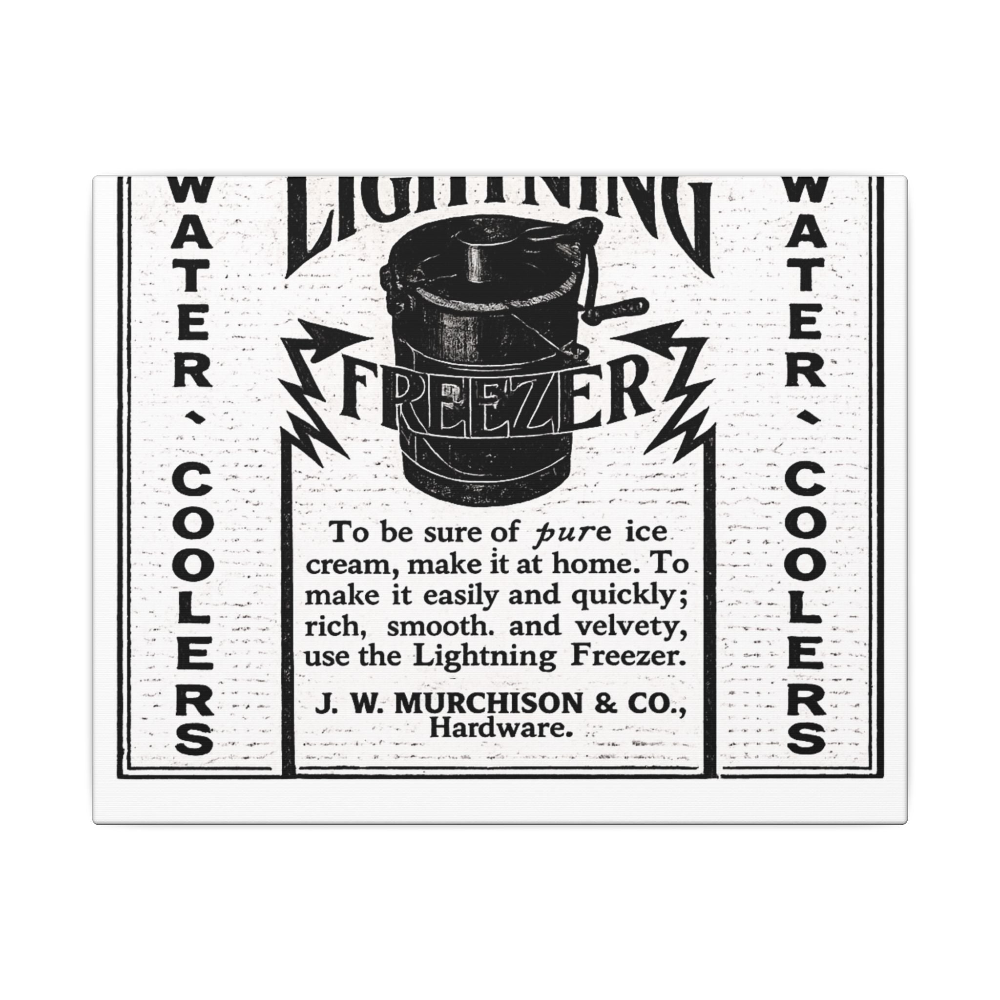 Lightning Freezer — Vintage NC Newspaper Ad Canvas Print