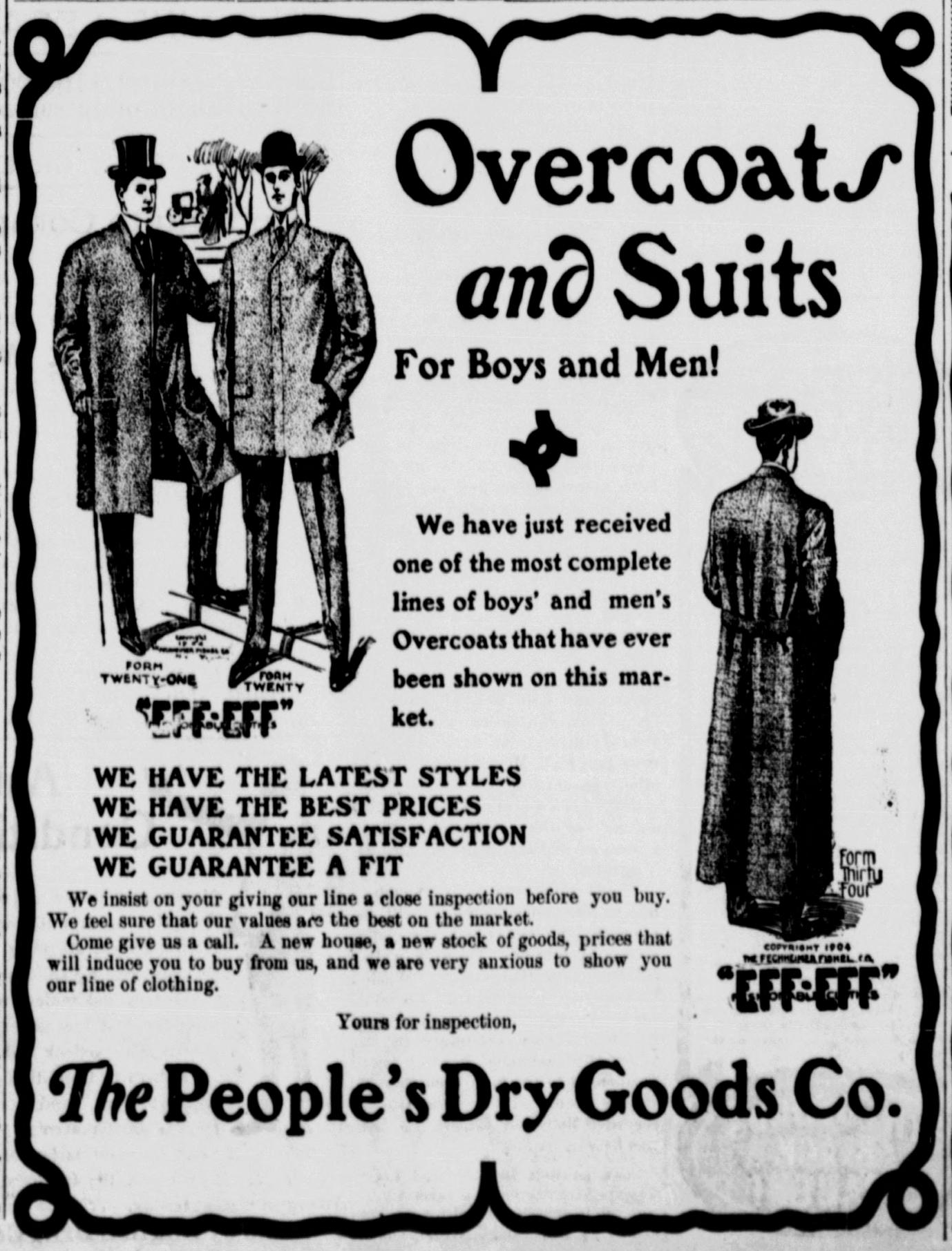 Vintage Fashion Ad Poster | Monroe NC 1904 | Antique Newspaper Print