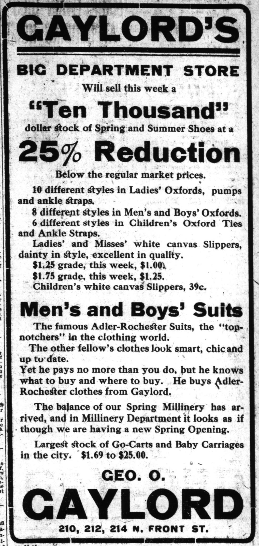 Vintage Fashion Ad Poster | Wilmington NC 1910 | Antique Newspaper Print