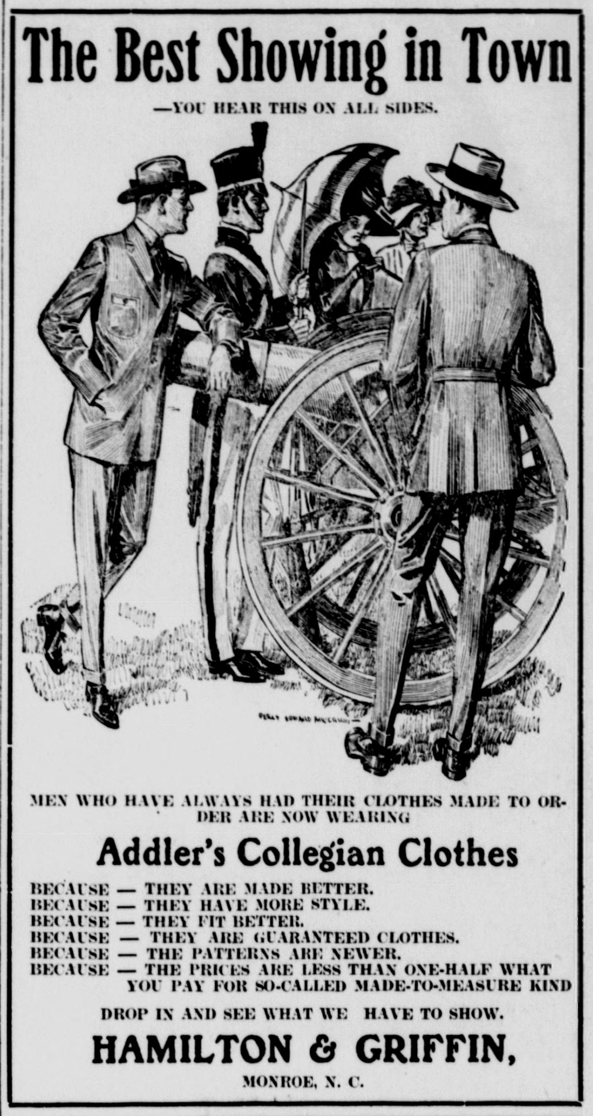 Vintage Fashion Ad Poster | Monroe NC 1913 | Antique Newspaper Print