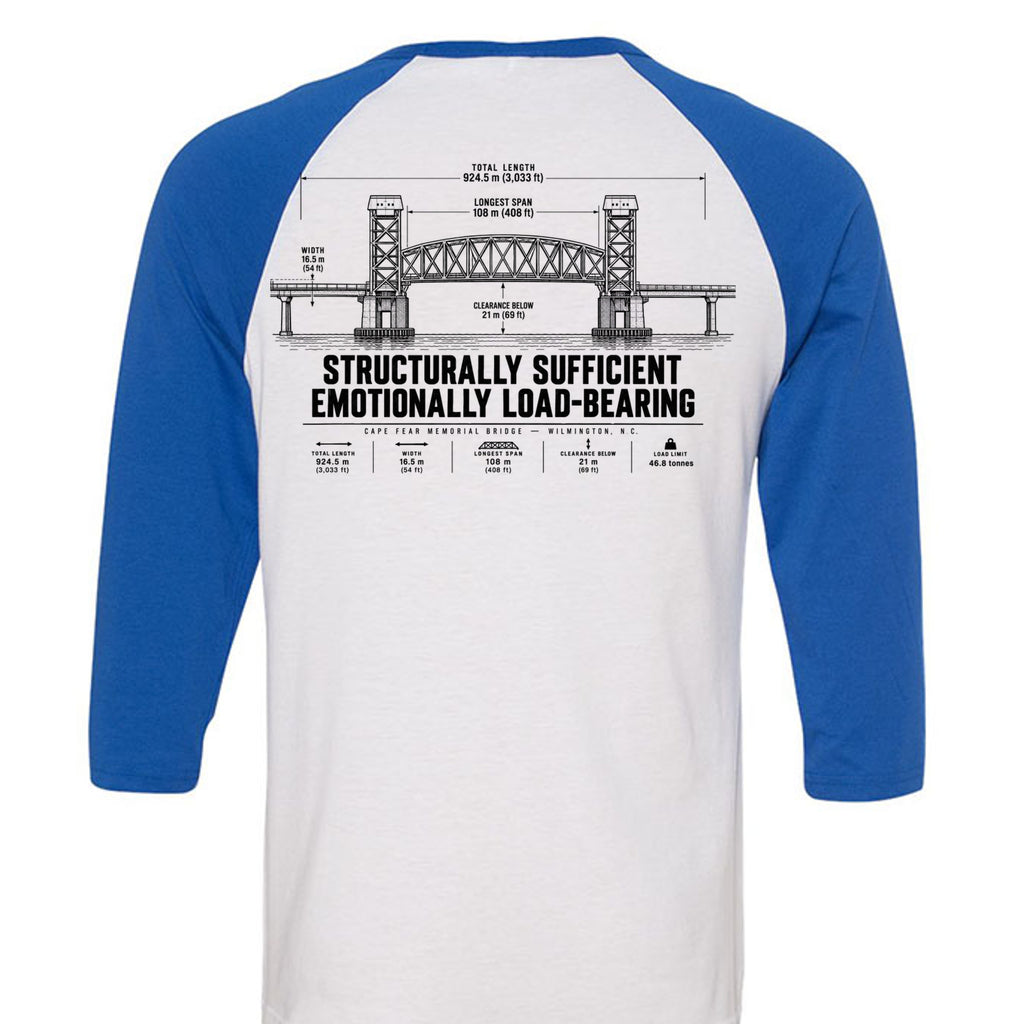 Cape Fear Memorial Bridge blueprint baseball tee